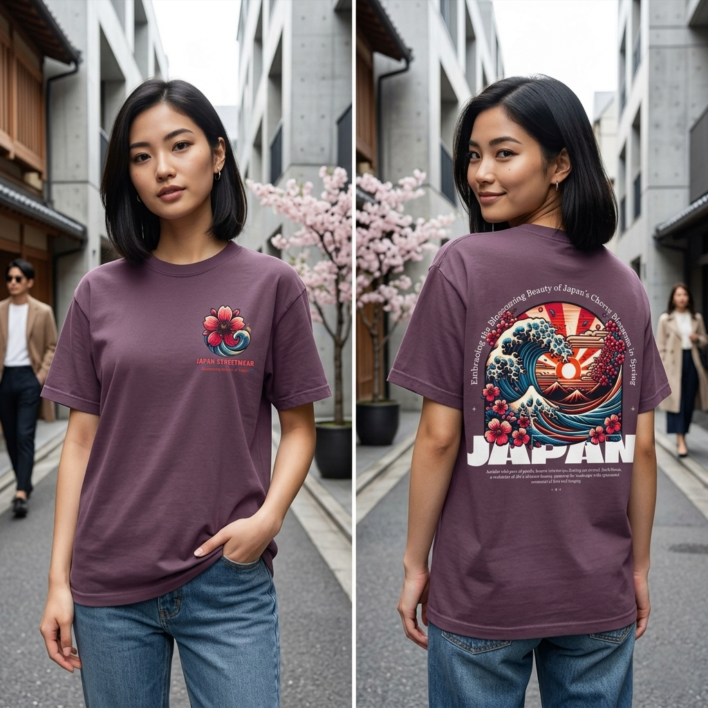 Japan Sreetwear Hokkaido Wave T-Shirt - Nostalgia Node