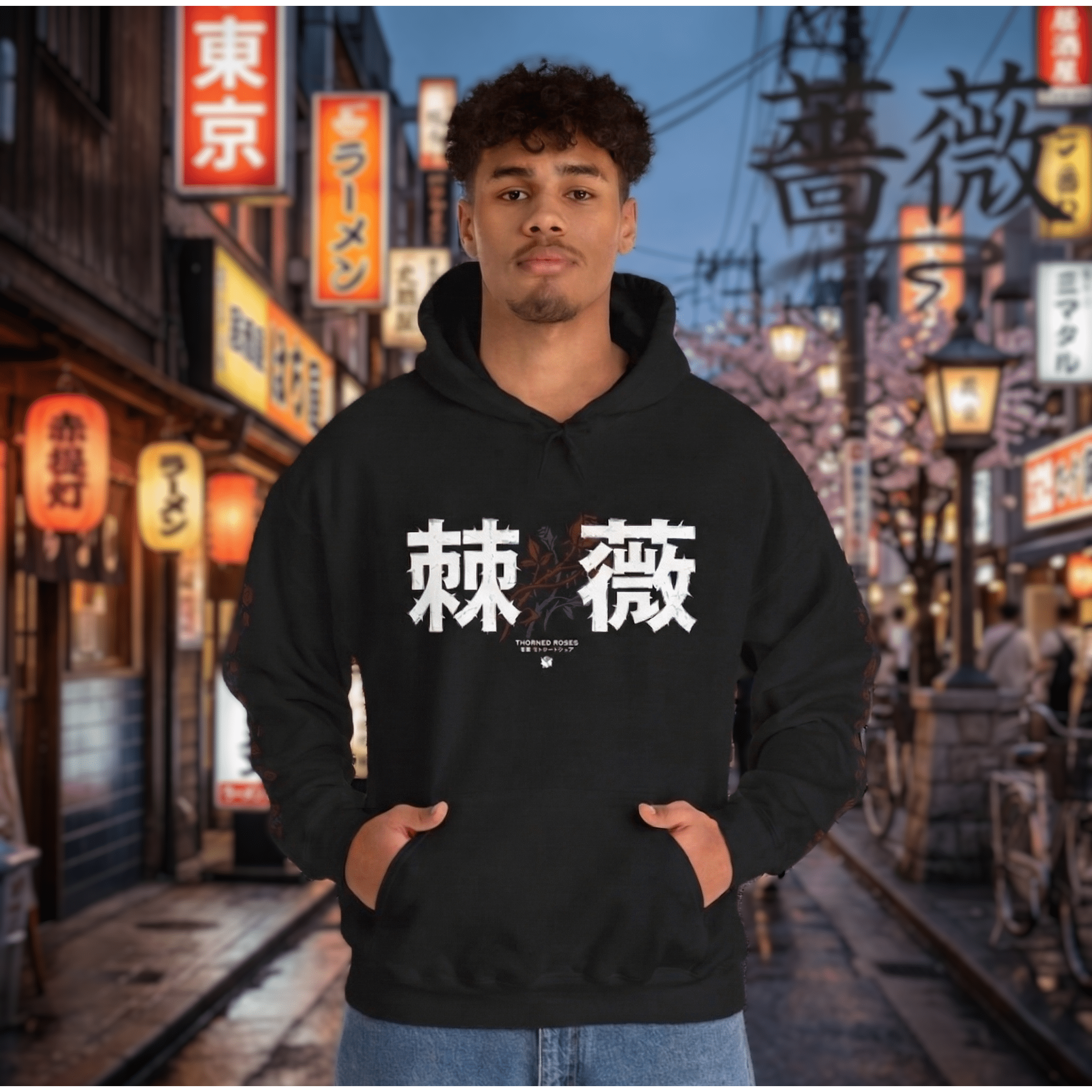 Japanese Inspired Noir tokyo themed hoodie- Nostalgia Node