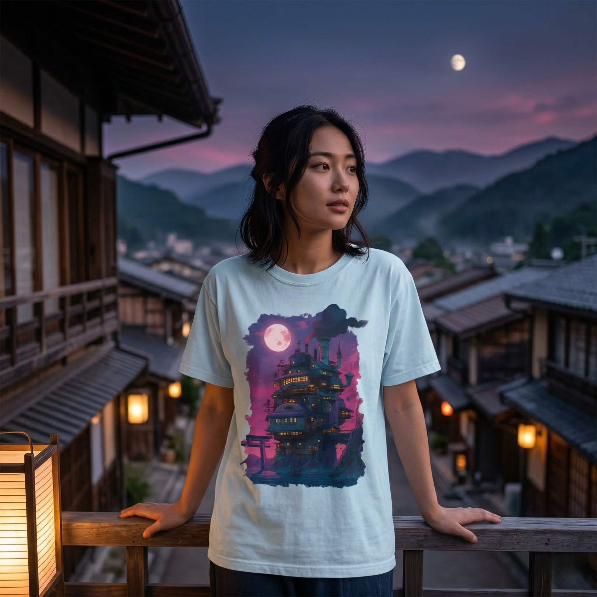 Studio Ghibli Inspired Moving Castle T-Shirt — Moonlit Fantasy